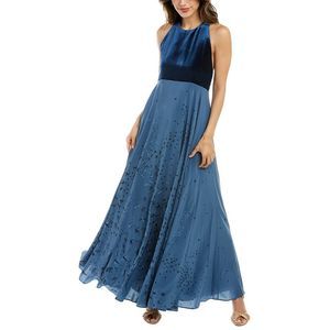 princess polly baby blue dress Blush and Blue Floral Maxi Dress with Criss Cross Back